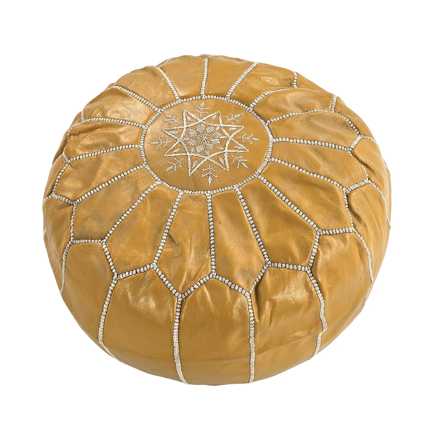 Pufe - Couro Marroquino (amarelo/branco)