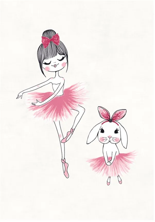 Tapete infantil - Dancing ballerinas (rosa)