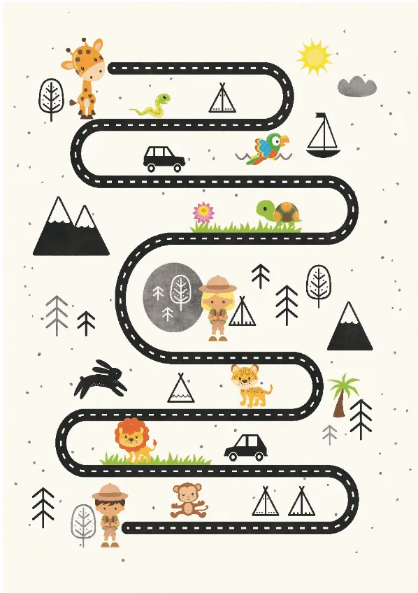 Tapete infantil - Safari road