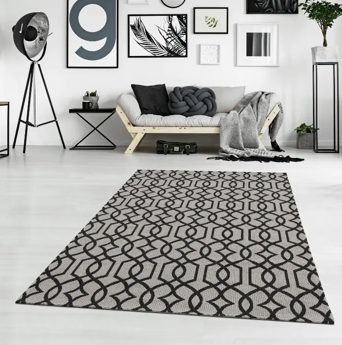 Tapete de algodão - Orsa (cinza claro/preto)