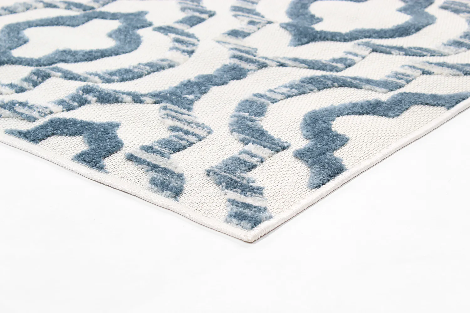 Shaggy Indoor-Outdoor - Trenton (branco/azul)