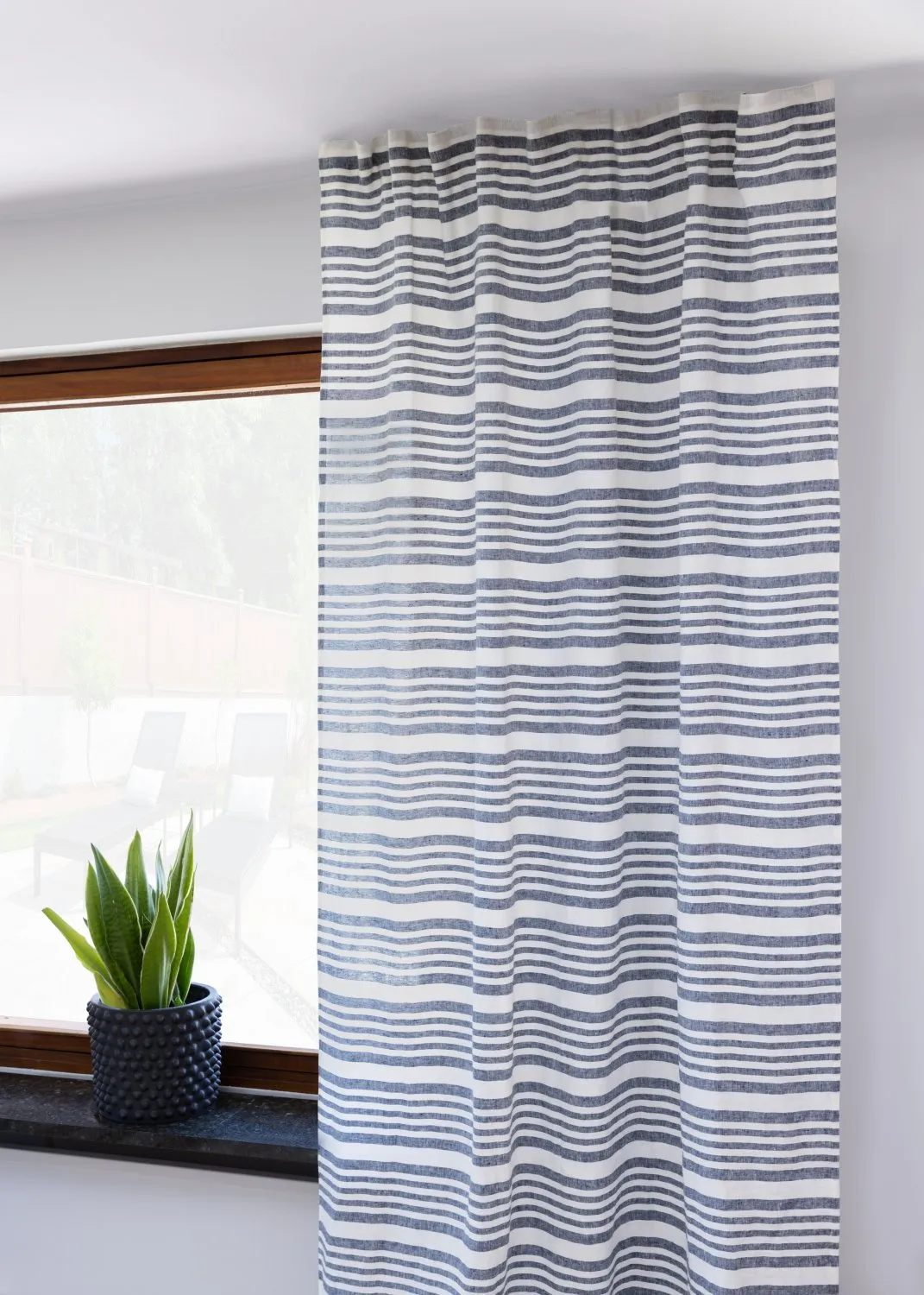 Cortinas - Cortina de linho Svea (azul/branco)