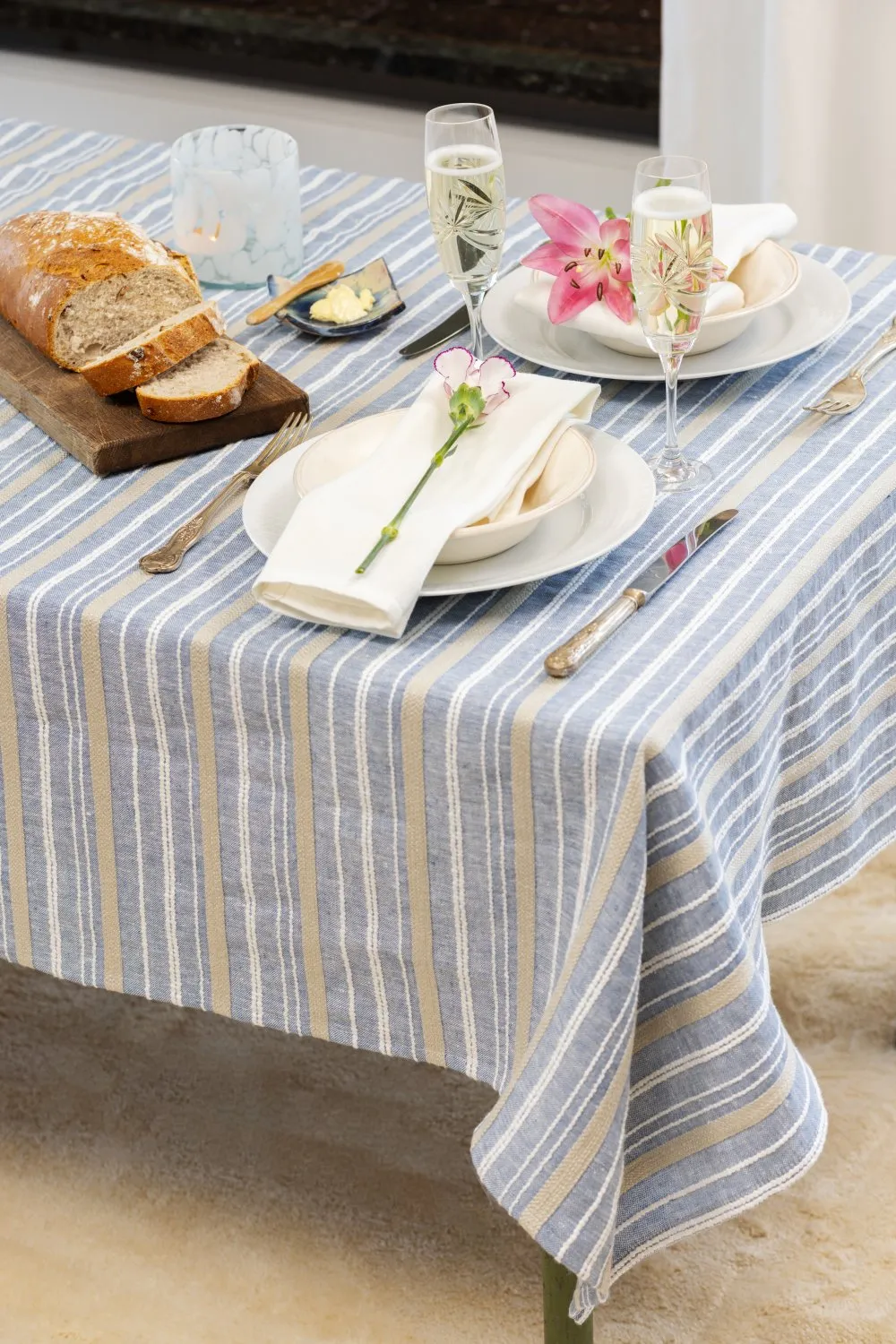 Toalha de mesa de linho Tara (azul)