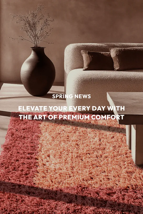 Tapete felpudo elegante e macio em tons quentes de outono que confere à sala de estar um ambiente acolhedor e sofisticado.