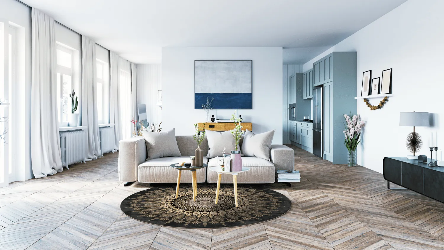 Tapete redondo - Sandrigo (preto/dourado)