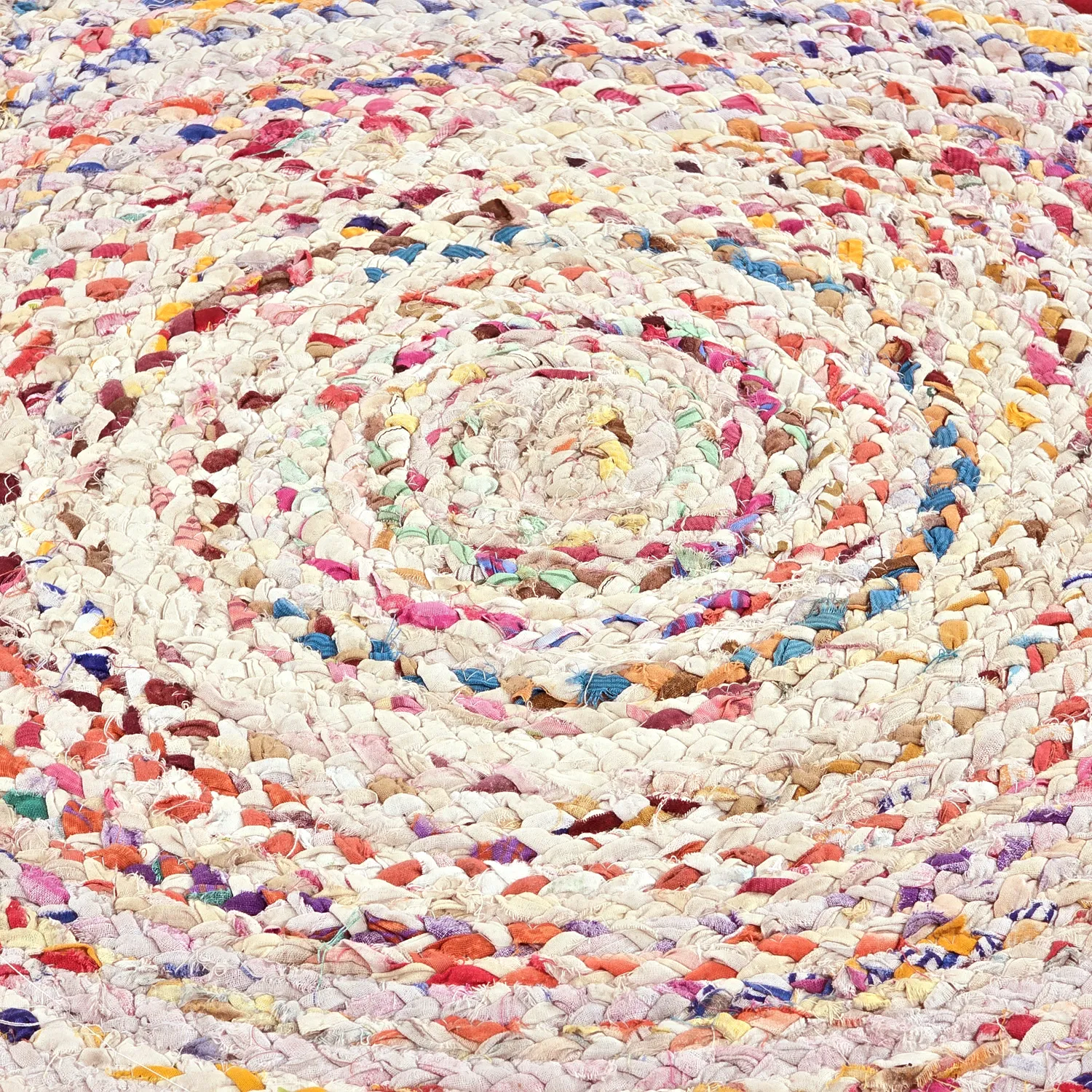 Runda mattor - Flätan (branco/multicolorido)