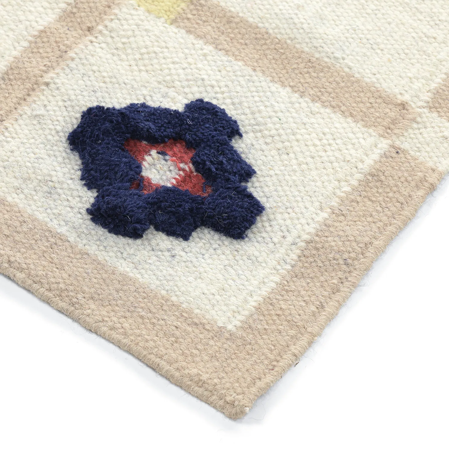 Tapete de lã - Lausanne Flatweave Tufted Premium (branco/bege)