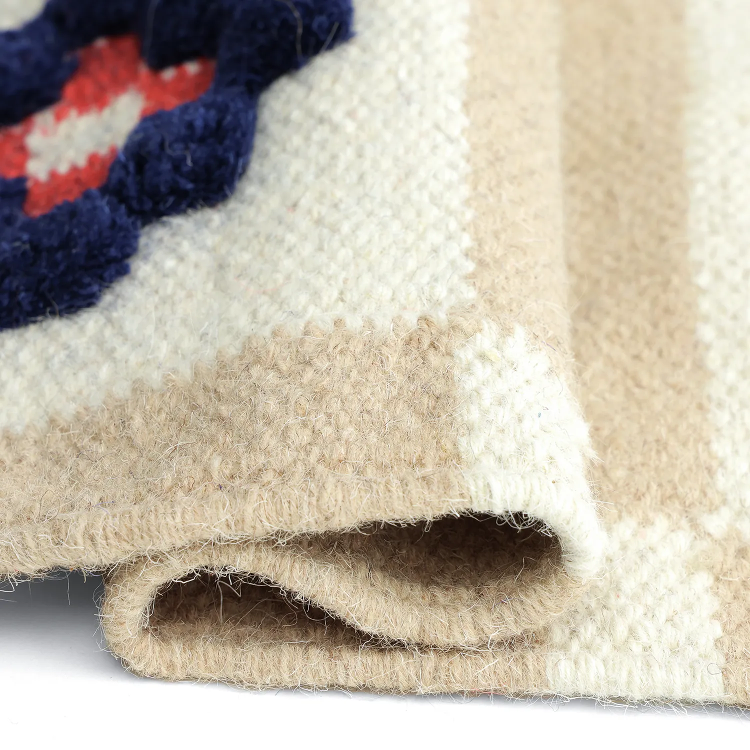 Tapete de lã - Lausanne Flatweave Tufted Premium (branco/bege)