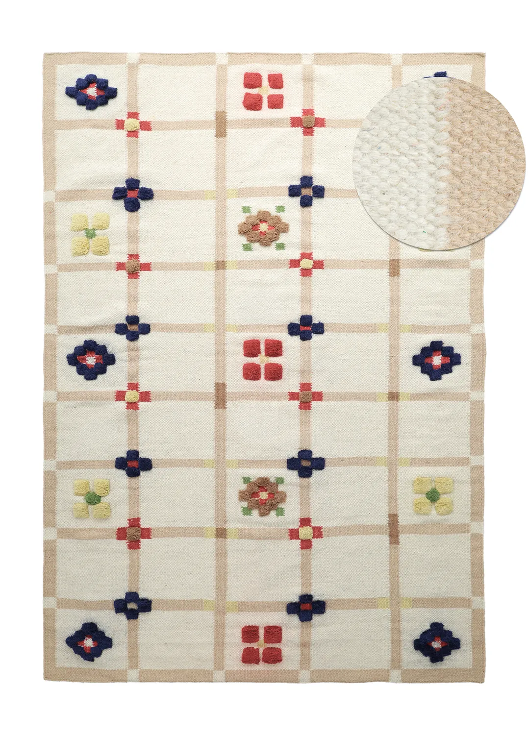 Tapete de lã - Lausanne Flatweave Tufted Premium (branco/bege)
