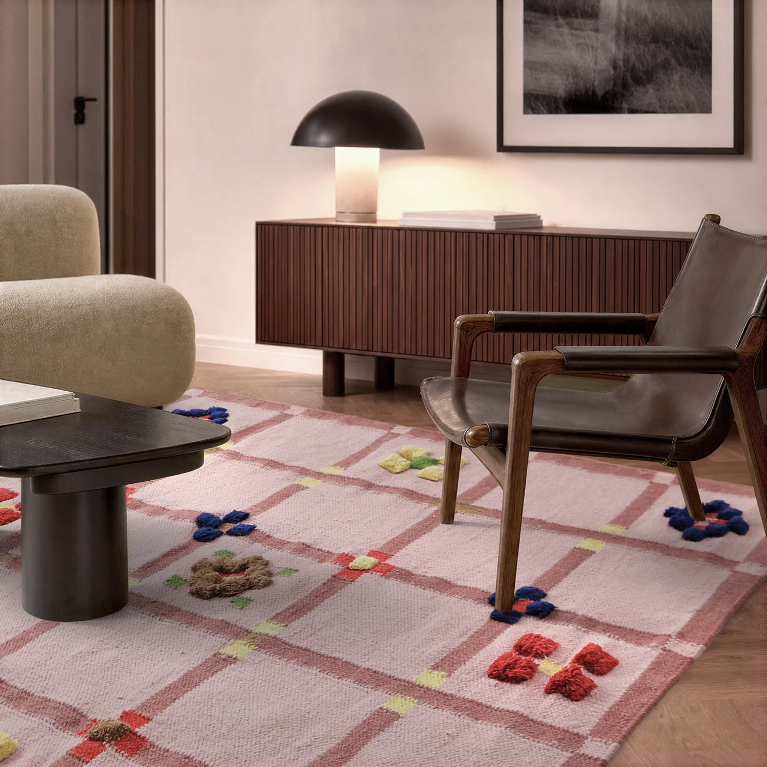 Tapete de lã - Lausanne Flatweave Tufted Premium (rosa)