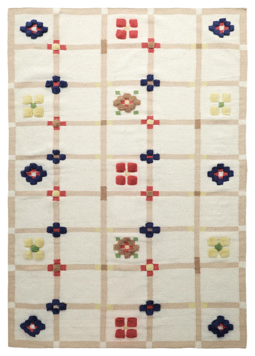 Tapete de lã - Lausanne Flatweave Tufted Premium (branco/bege)