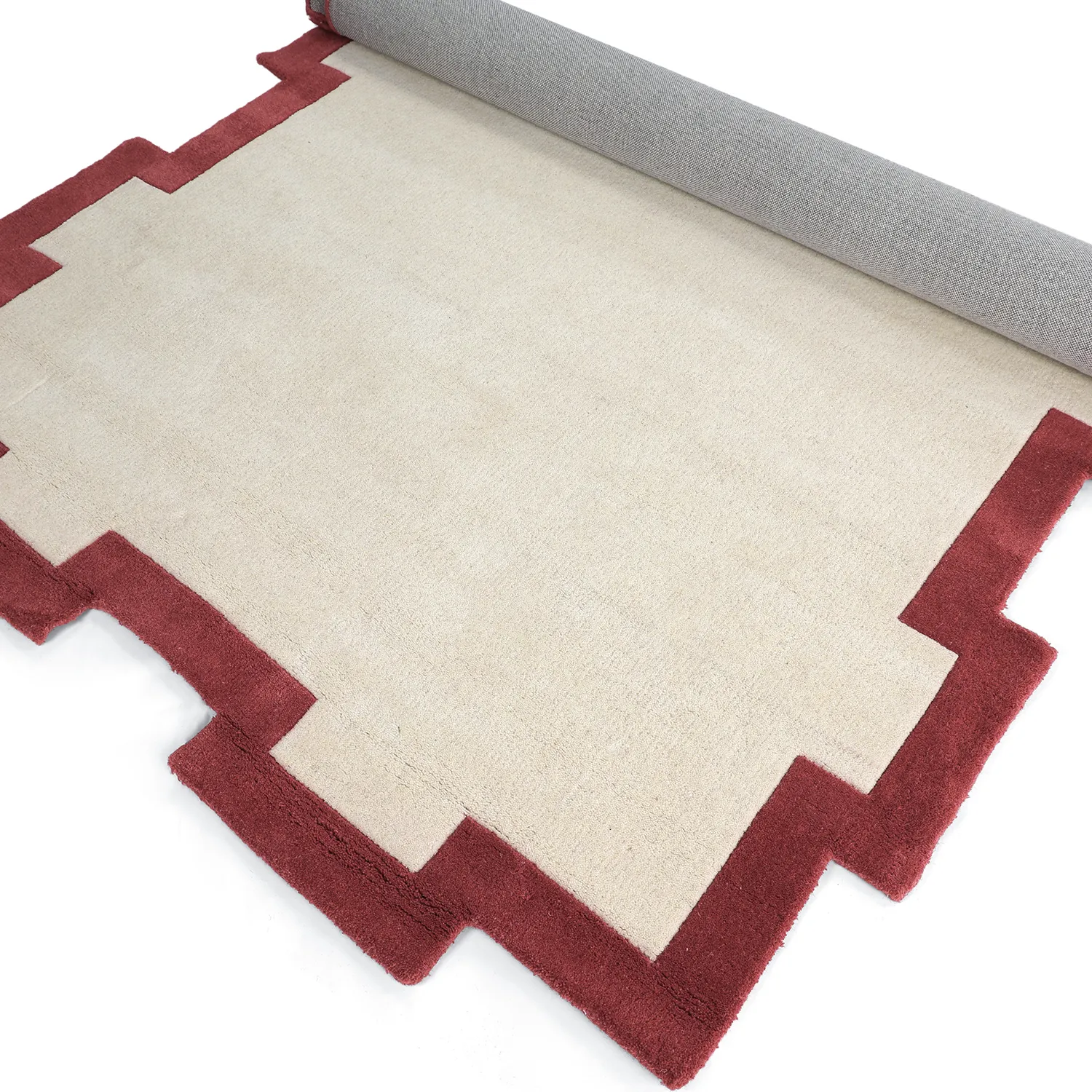 Tapete de lã - Agra Hand Tufted Wool Premium (creme/vermelho)