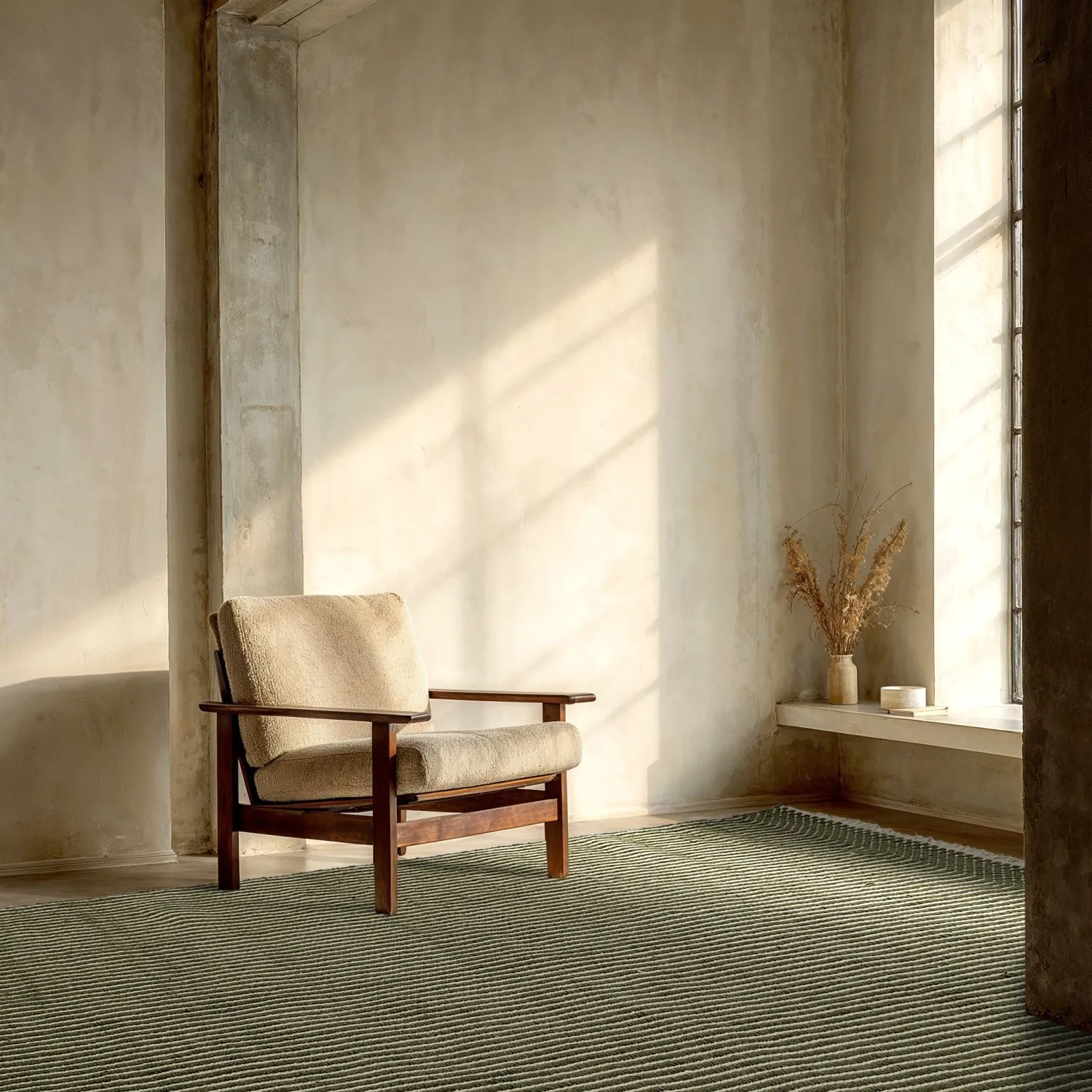 Tapete de lã - Arbil (verde/branco)