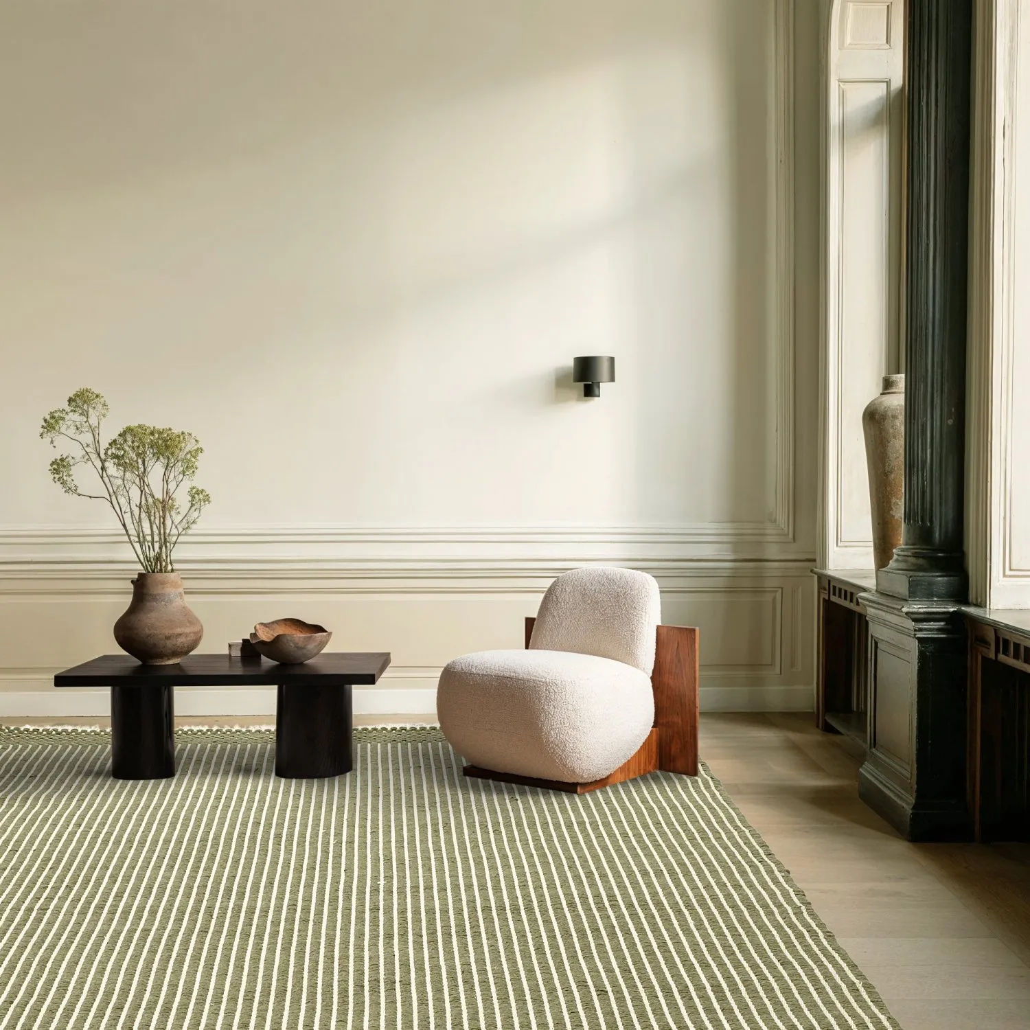 Tapete de lã - Arbil (verde/branco)