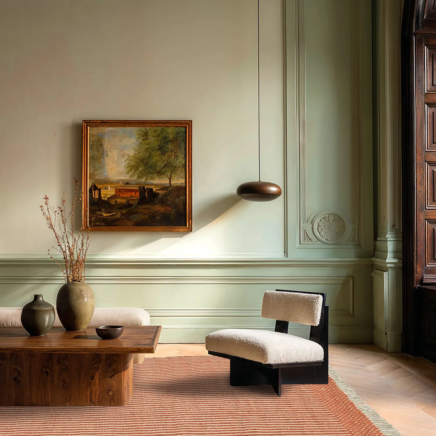 Tapete de lã - Arbil (terracota/branco)