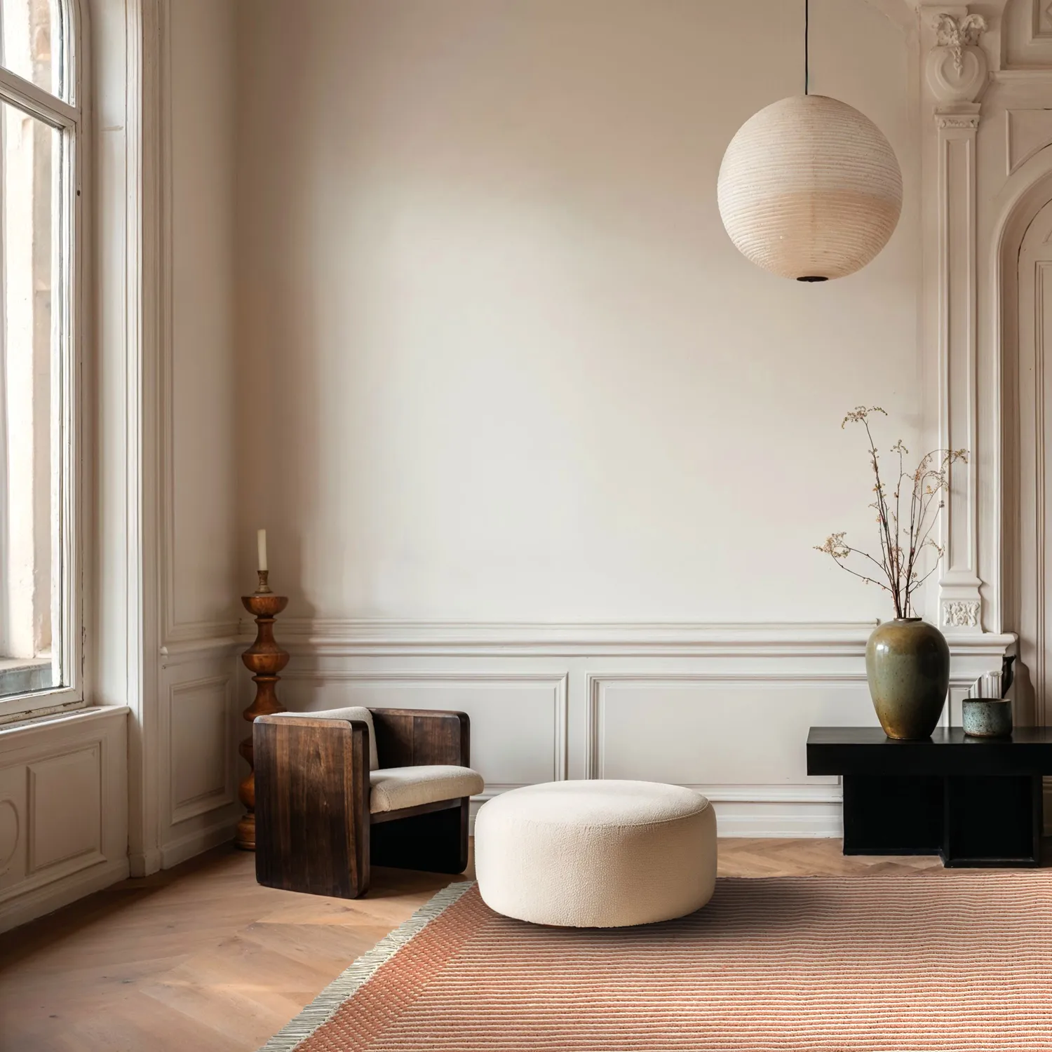 Tapete de lã - Arbil (terracota/branco)