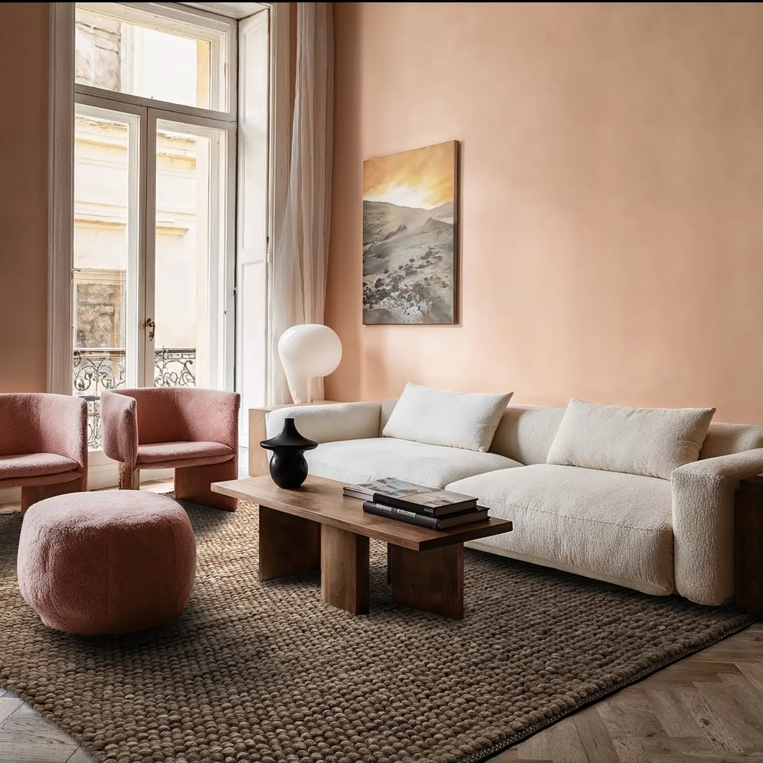 Tapete de lã - Avafors Wool Bubble (marrom/bege)