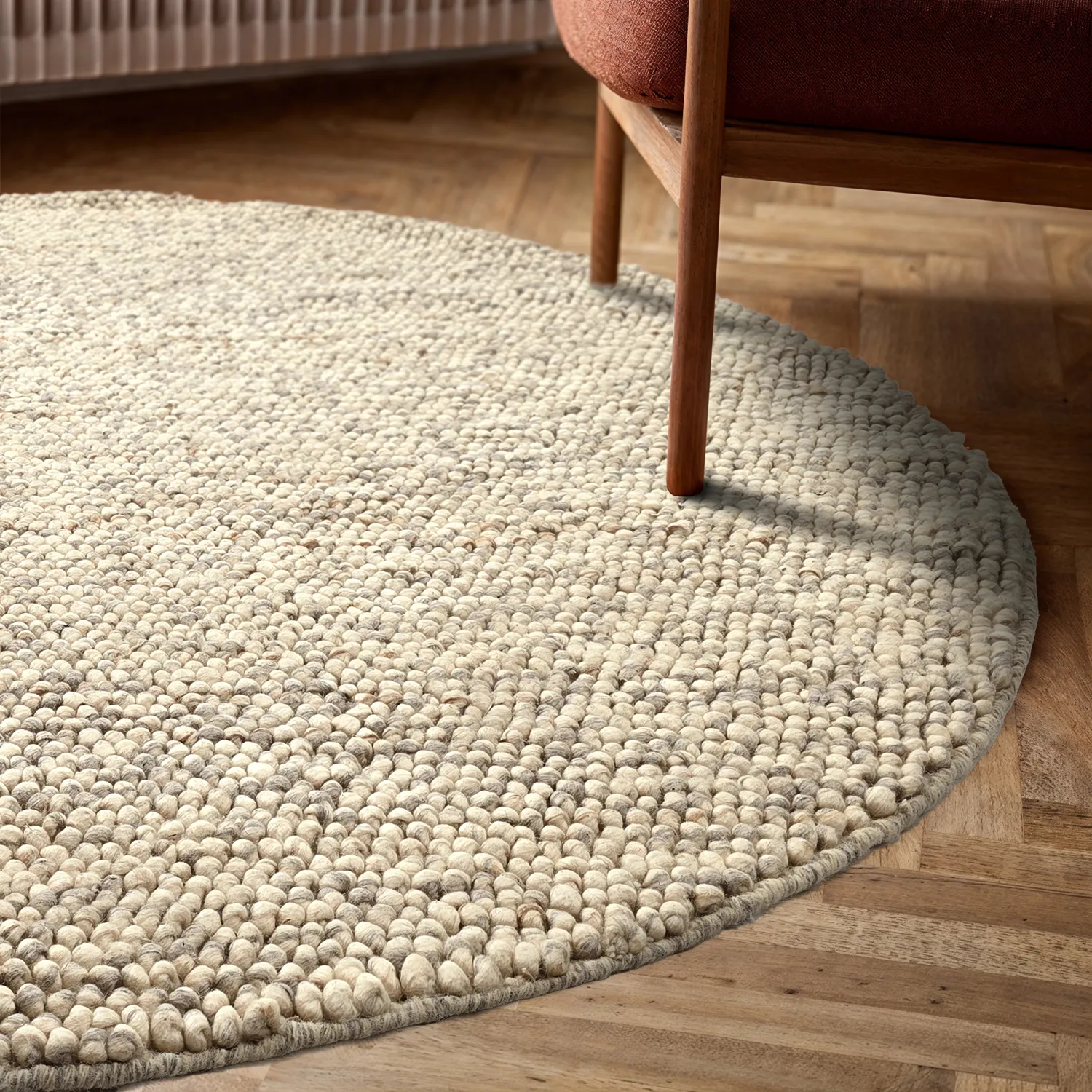 Tapete redondo - Avafors Wool Bubble (cinza/bege)