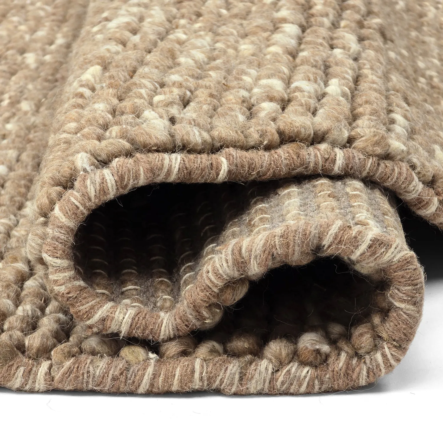 Tapete redondo - Avafors Wool Bubble (marrom claro/branco)