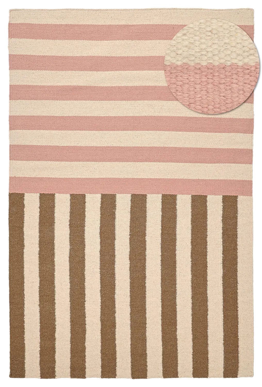 Tapete de lã - Covilha (creme/rosa envelhecido/marrom)