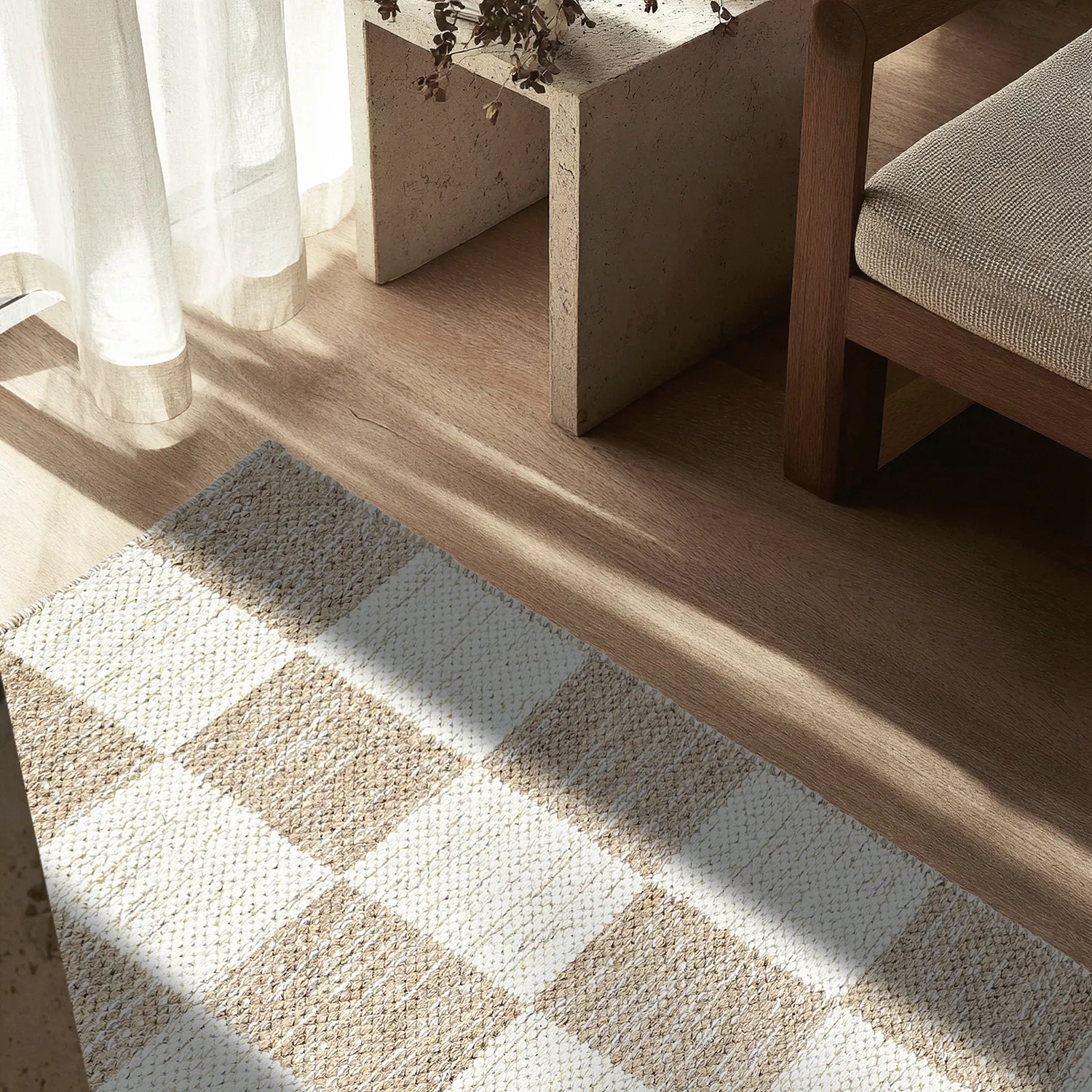 Tapete de lã - Dundee (bege/branco)