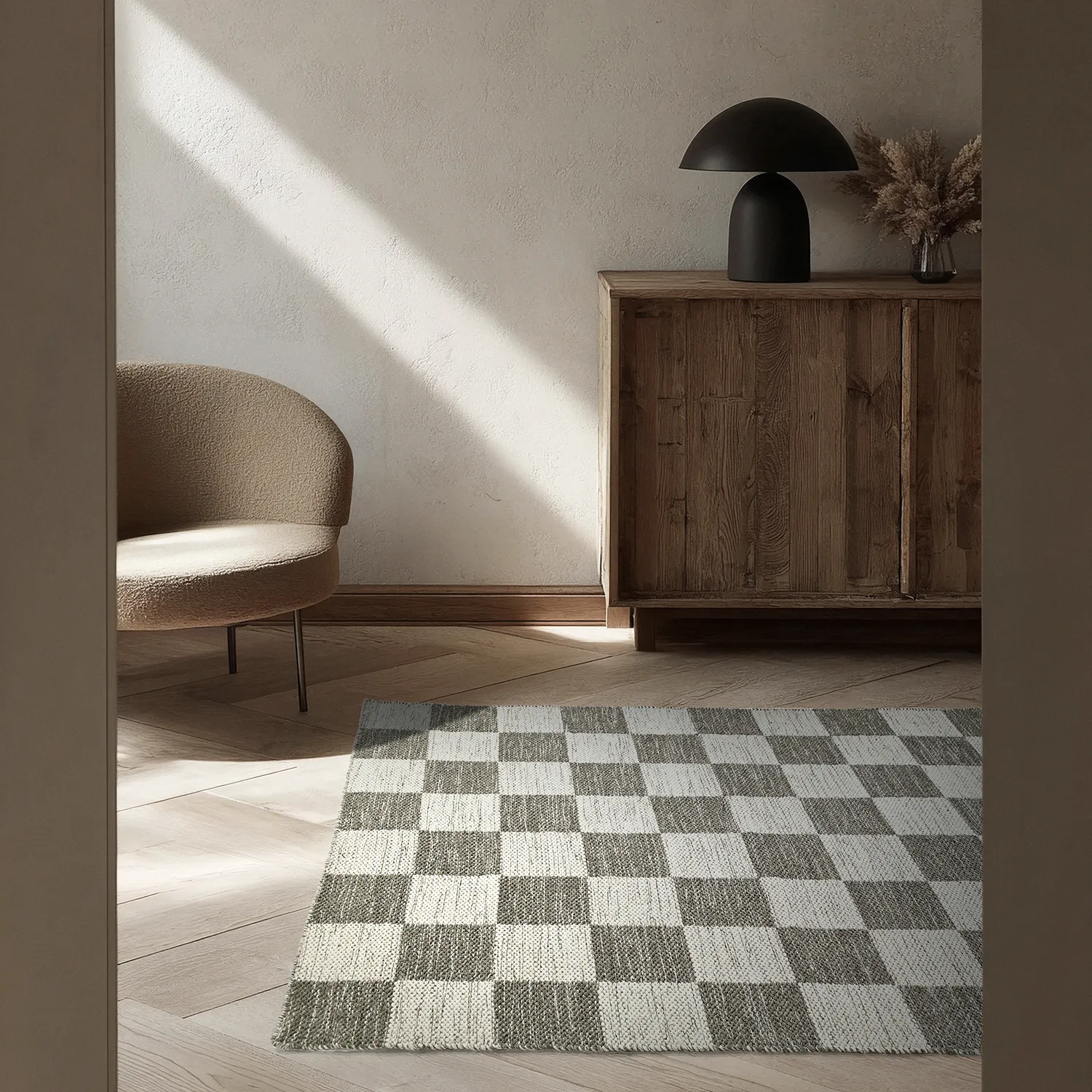 Tapete de lã - Dundee (cinza/branco)