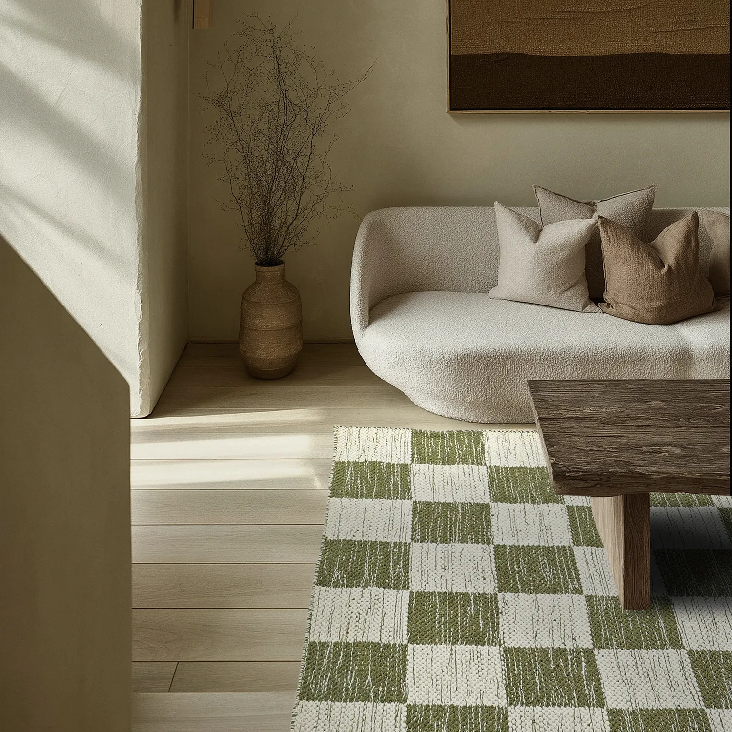 Tapete de lã - Dundee (verde/branco)