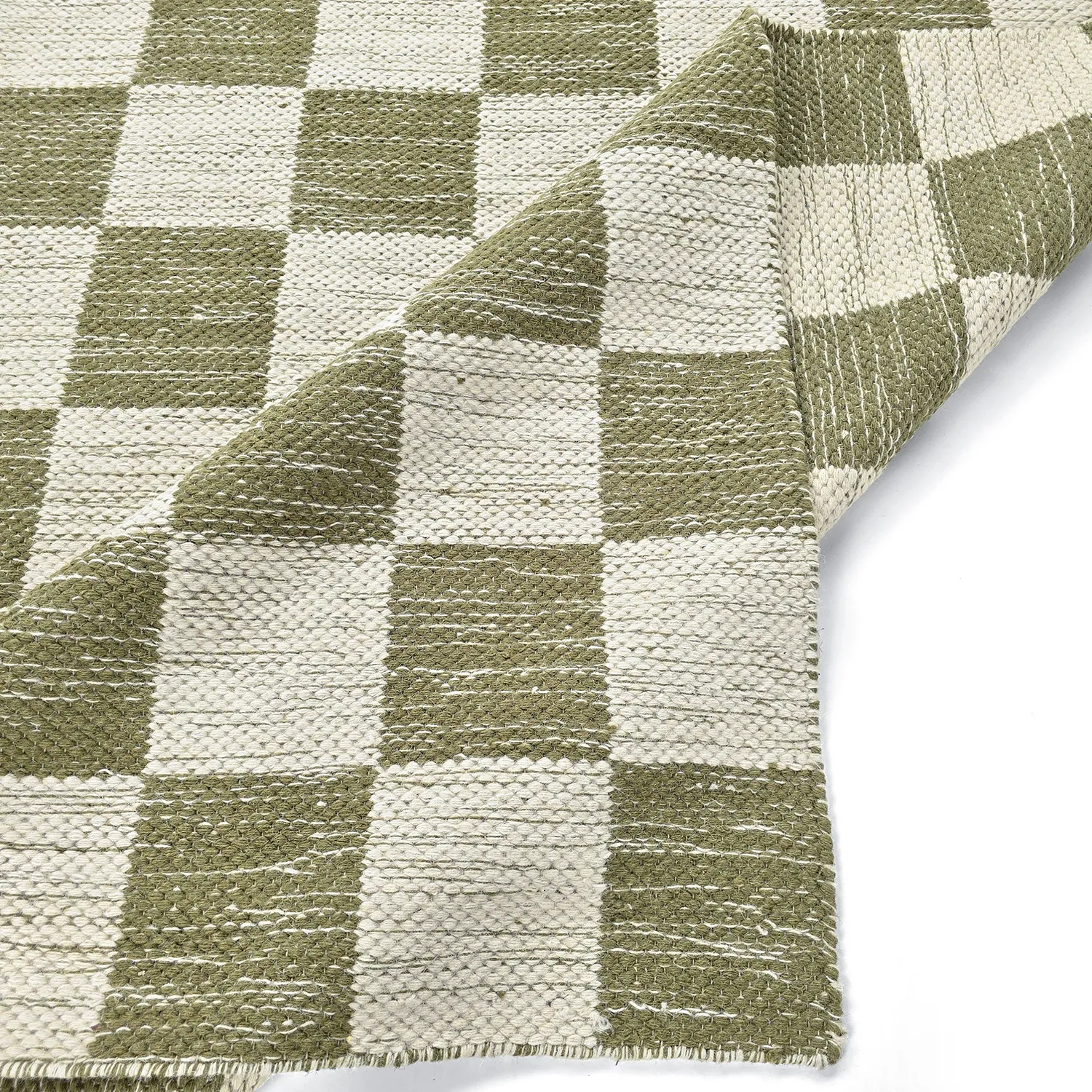 Tapete de lã - Dundee (verde/branco)