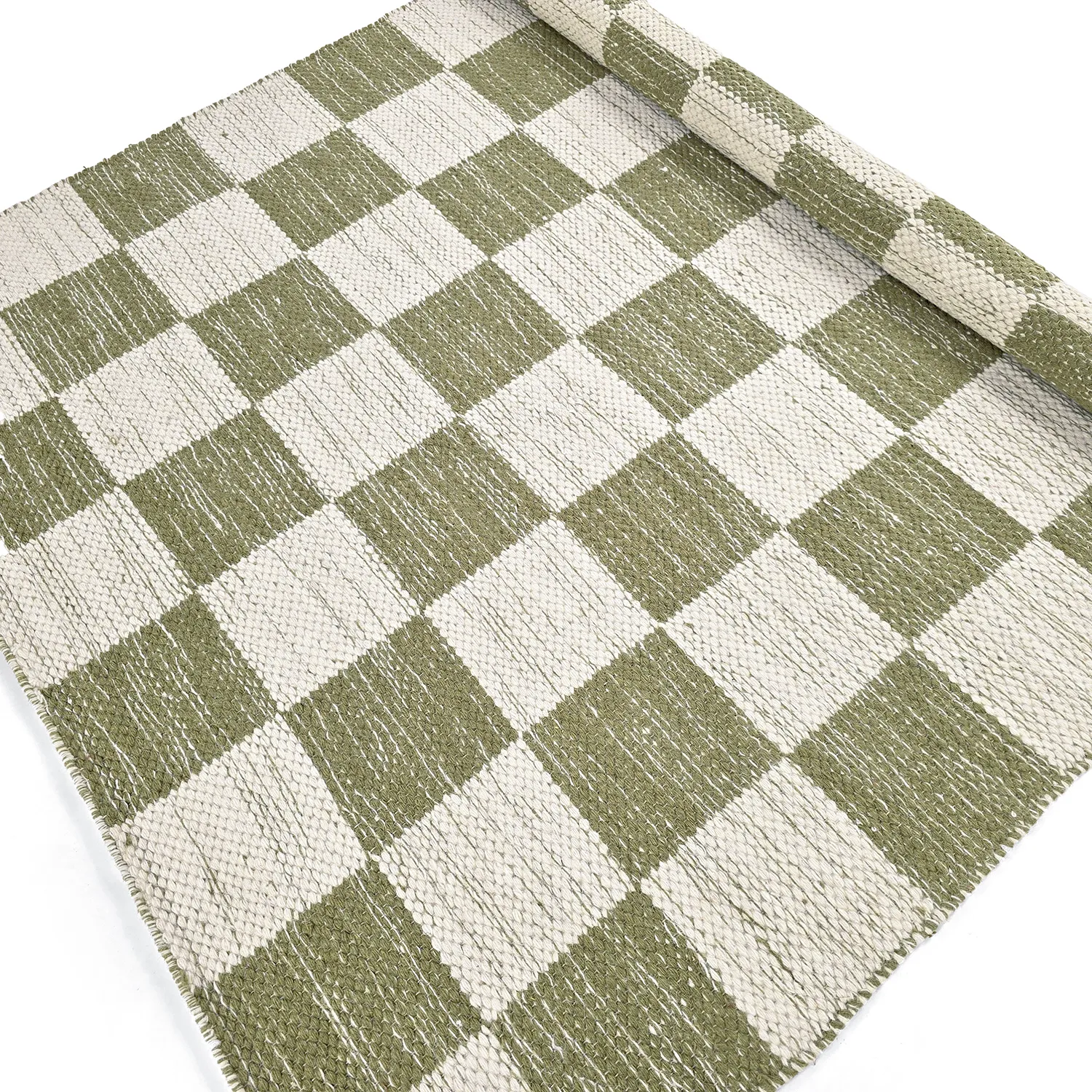 Tapete de lã - Dundee (verde/branco)