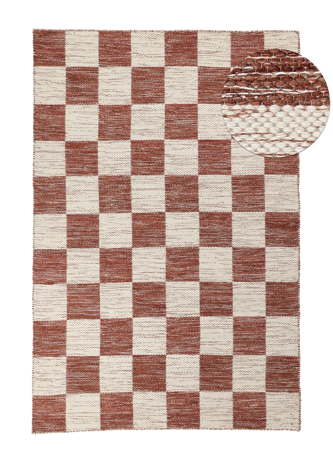 Tapete de lã - Dundee (vermelho/branco)