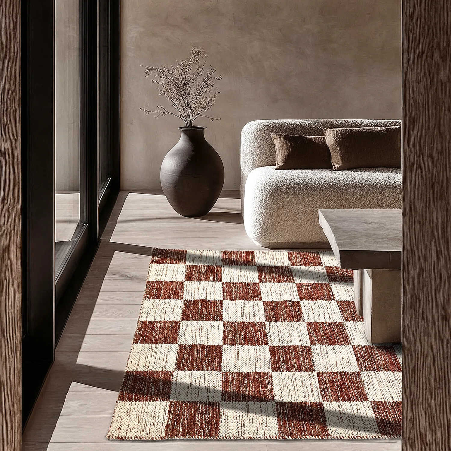 Tapete de lã - Dundee (vermelho/branco)