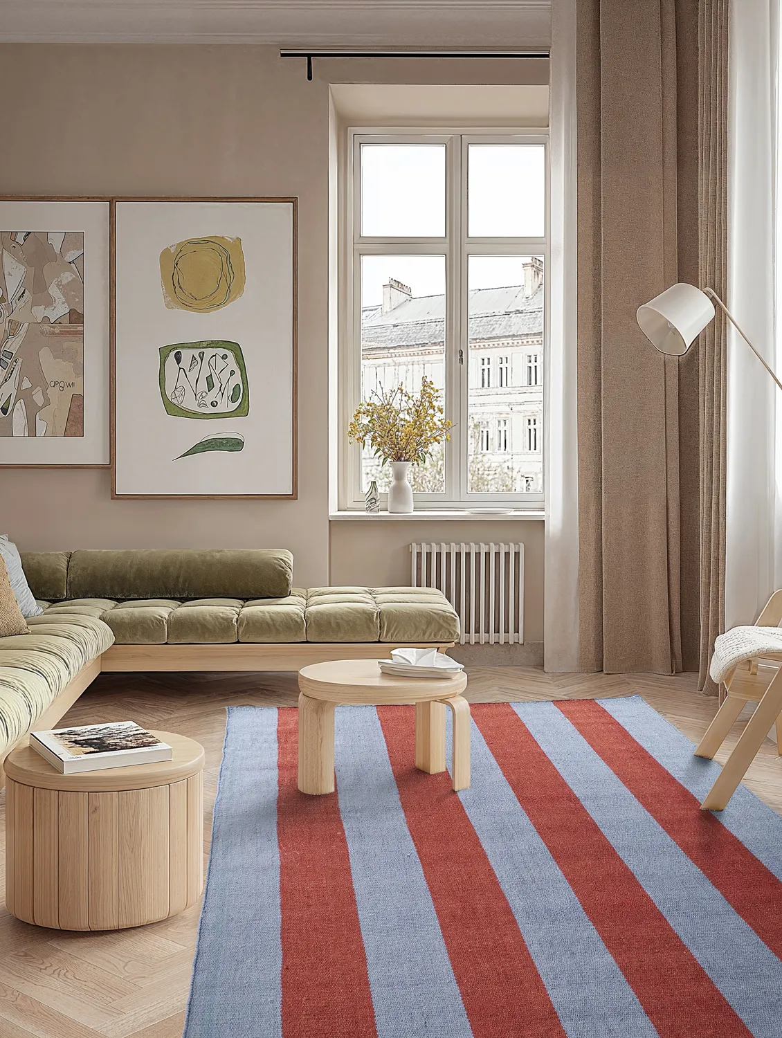 Tapete de lã - Garine (azul/vermelho)