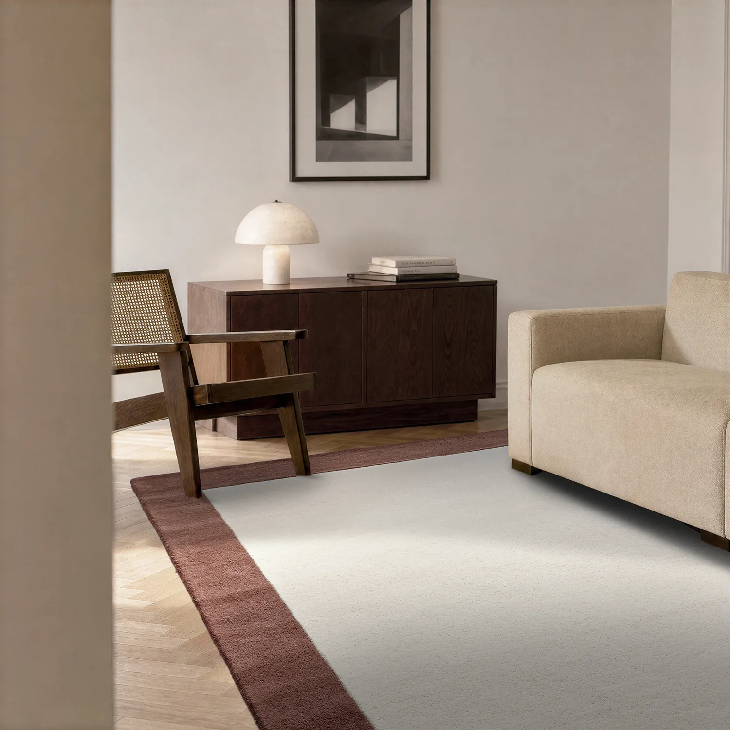 Tapete de lã - Gaya Hand Tufted Wool Premium (creme/castanho)