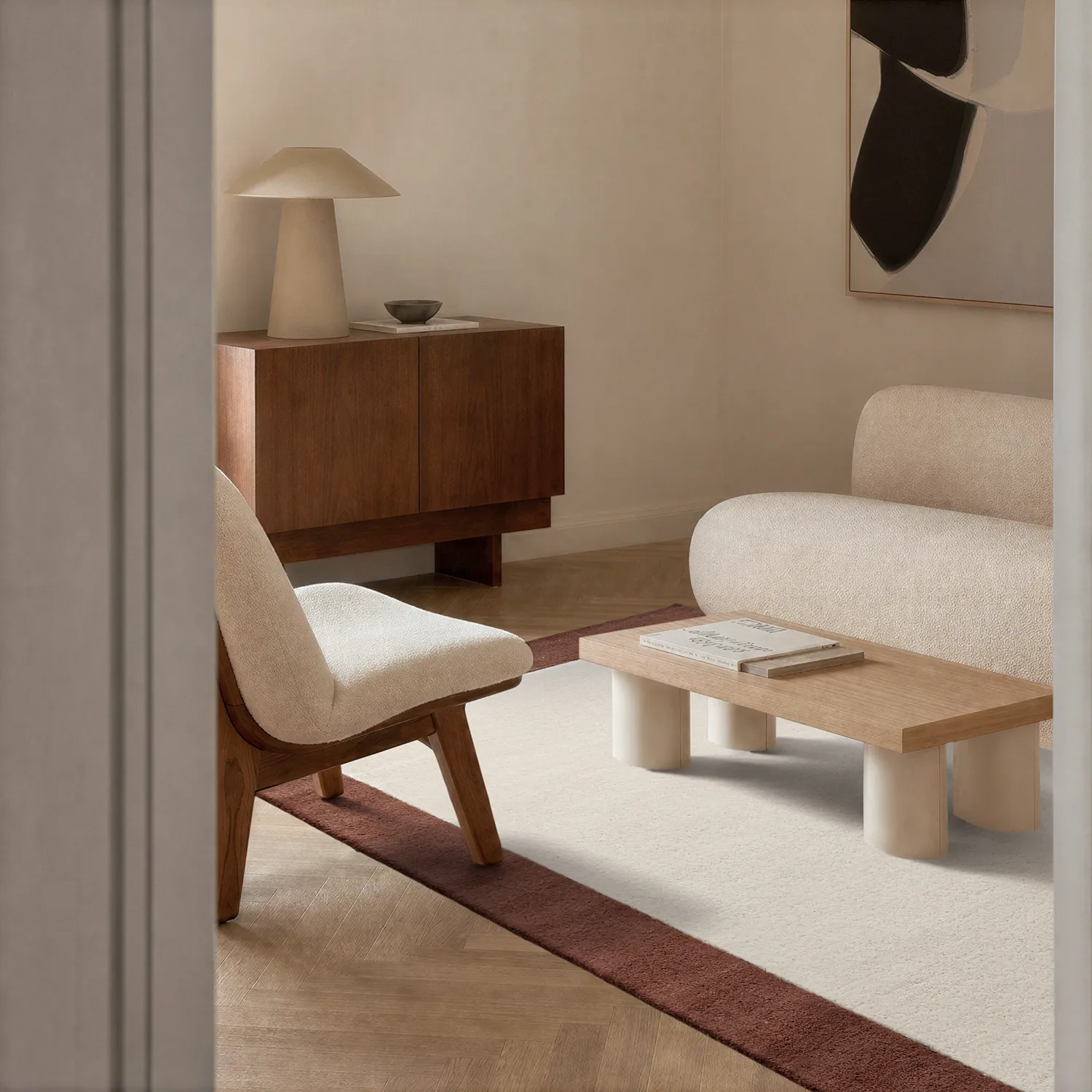 Tapete de lã - Gaya Hand Tufted Wool Premium (creme/castanho)