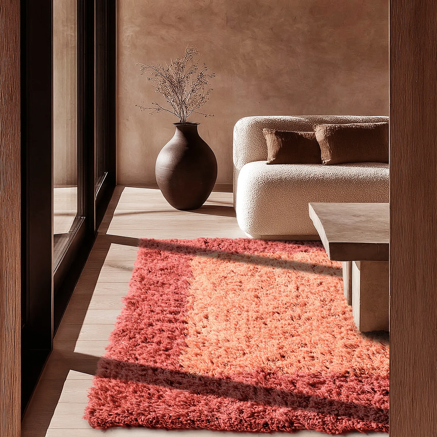 Tapete de lã - Khenifra Handknot Wool Premium (laranja/vermelho)