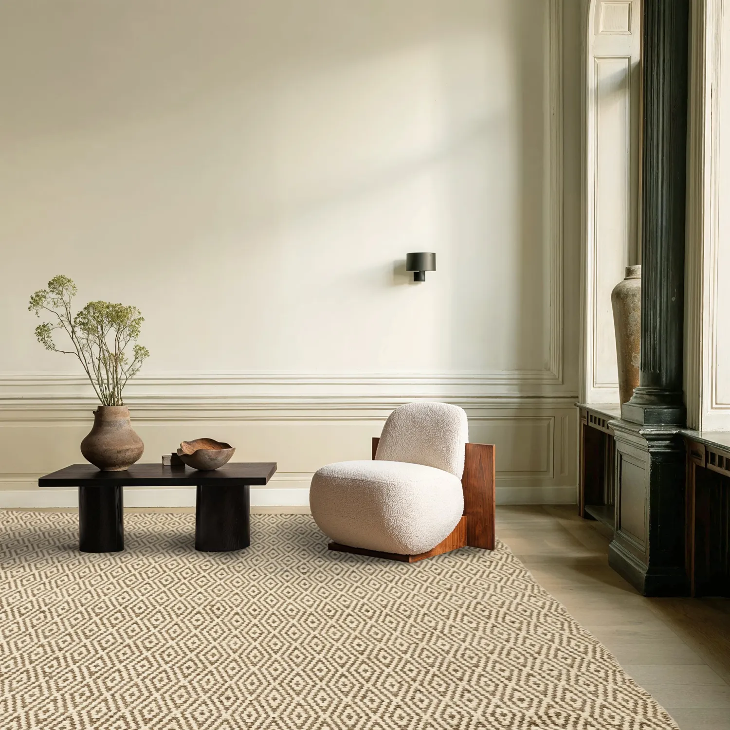 Tapete de lã - Monastir (marrom/branco)