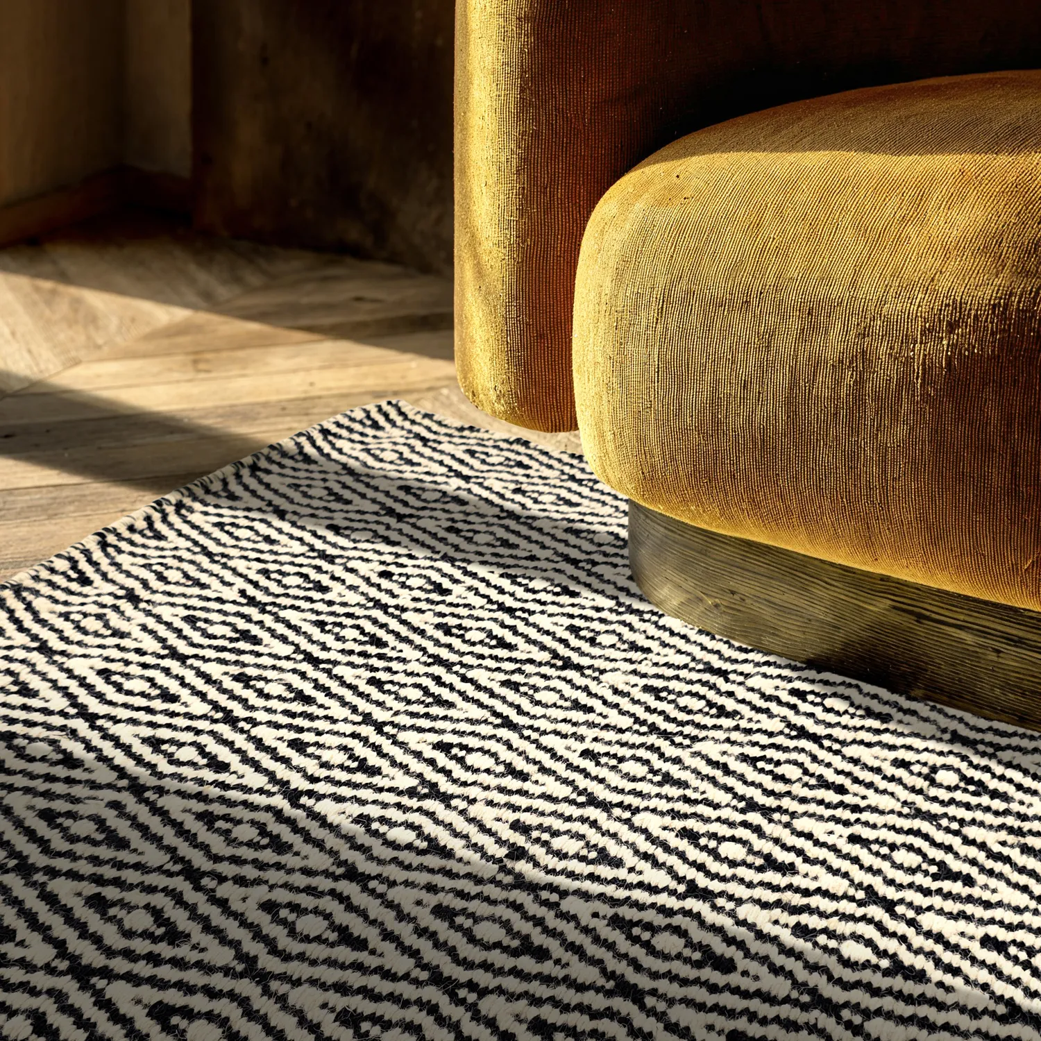 Tapete de lã - Monastir (preto/branco)