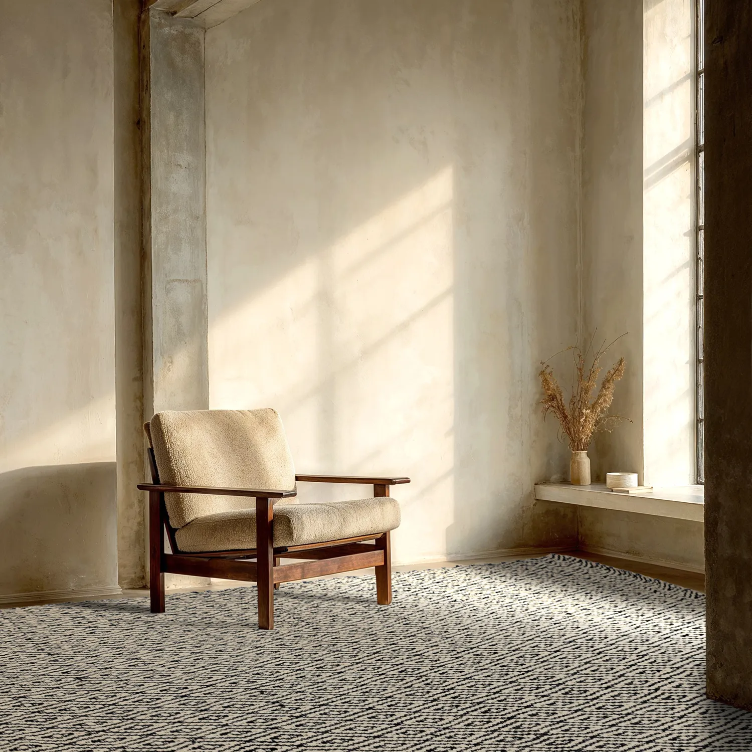 Tapete de lã - Monastir (preto/branco)