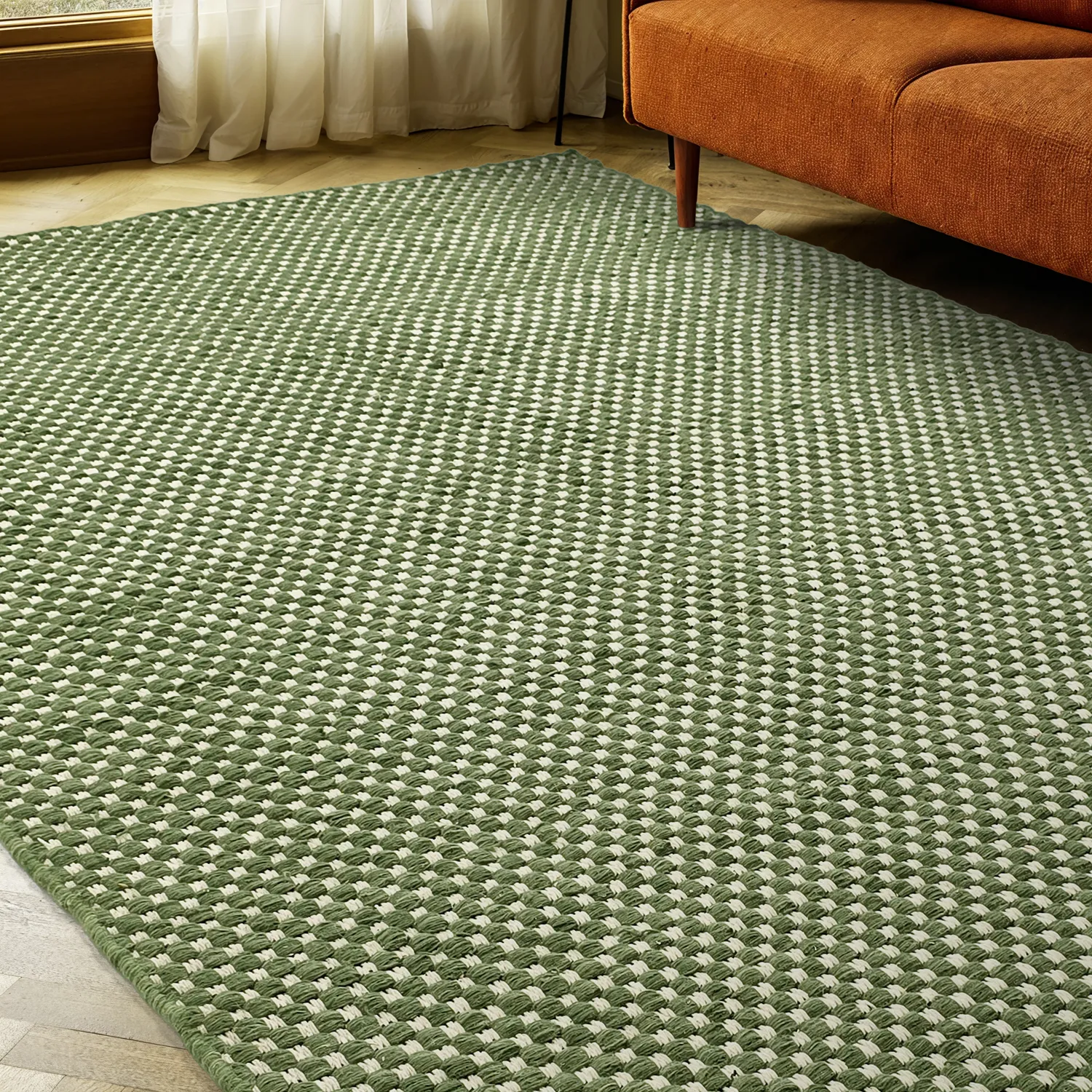 Tapete de lã - Ovelia (verde/branco)