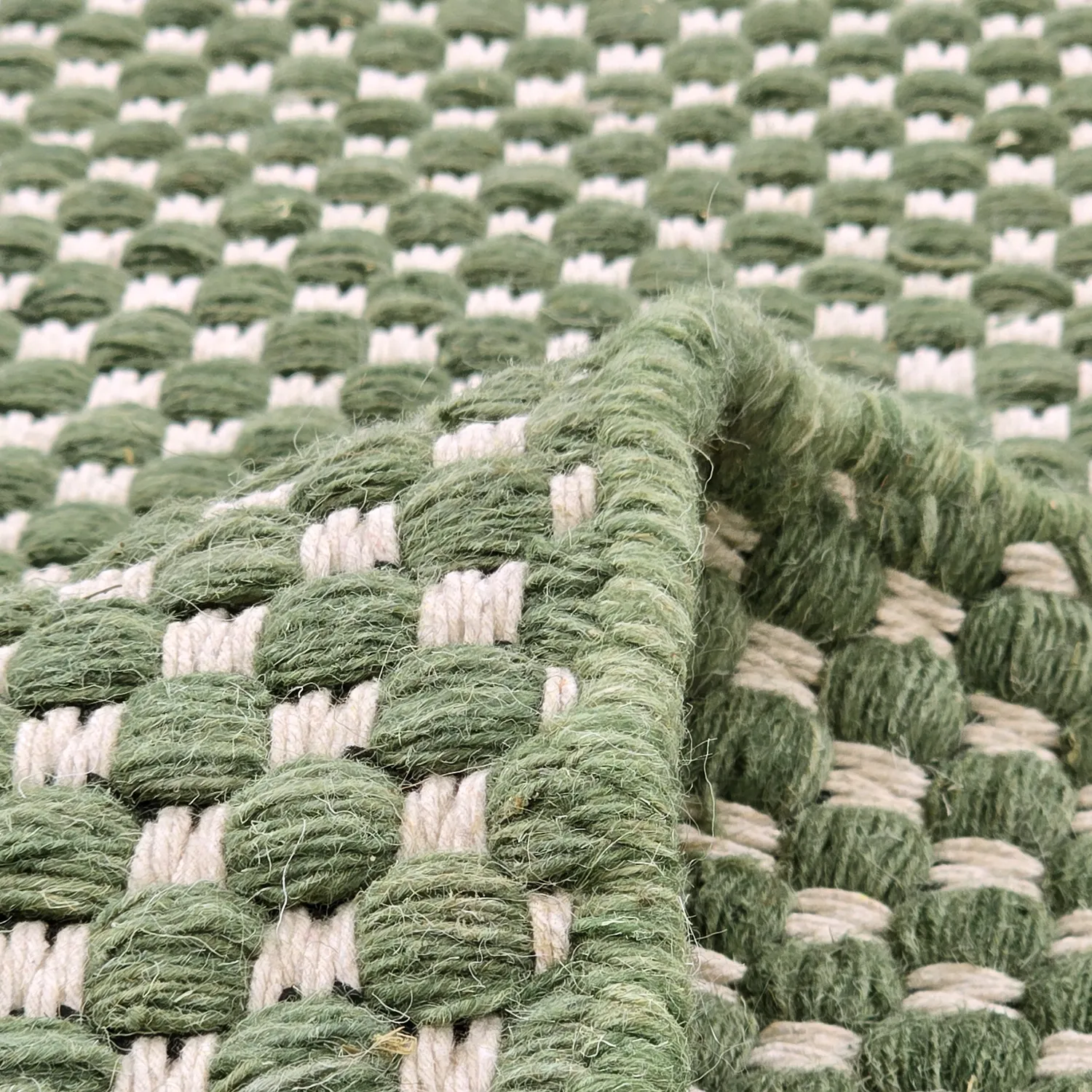 Tapete de lã - Ovelia (verde/branco)