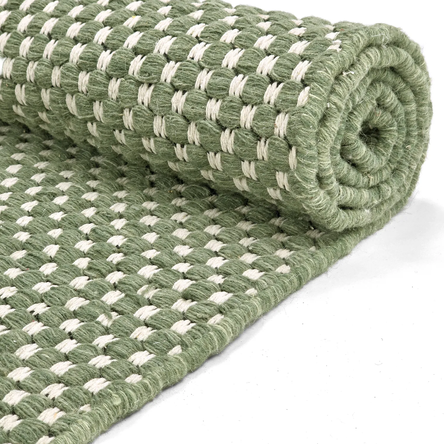 Tapete de lã - Ovelia (verde/branco)