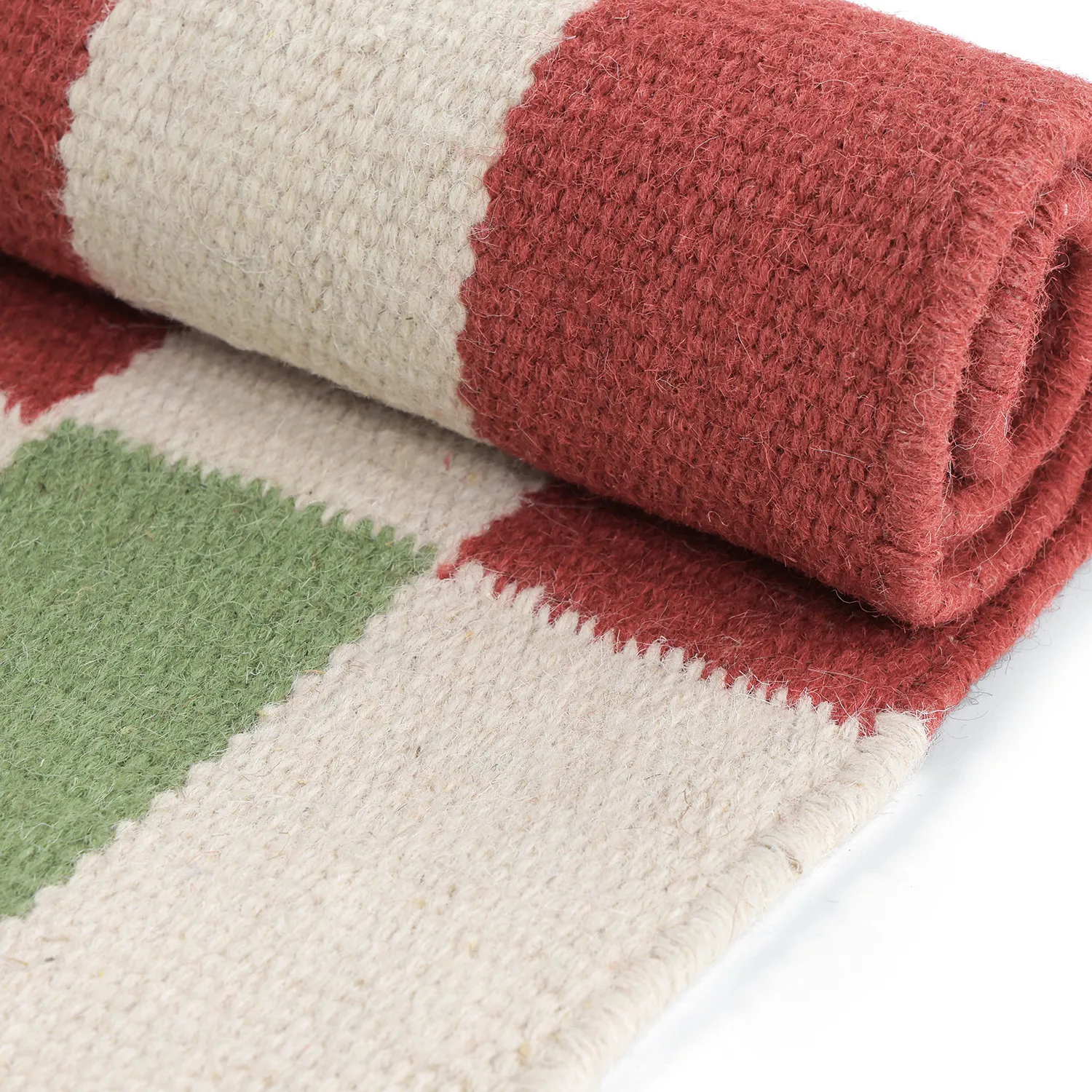 Tapete de lã - Peniche (creme/verde/vermelho)
