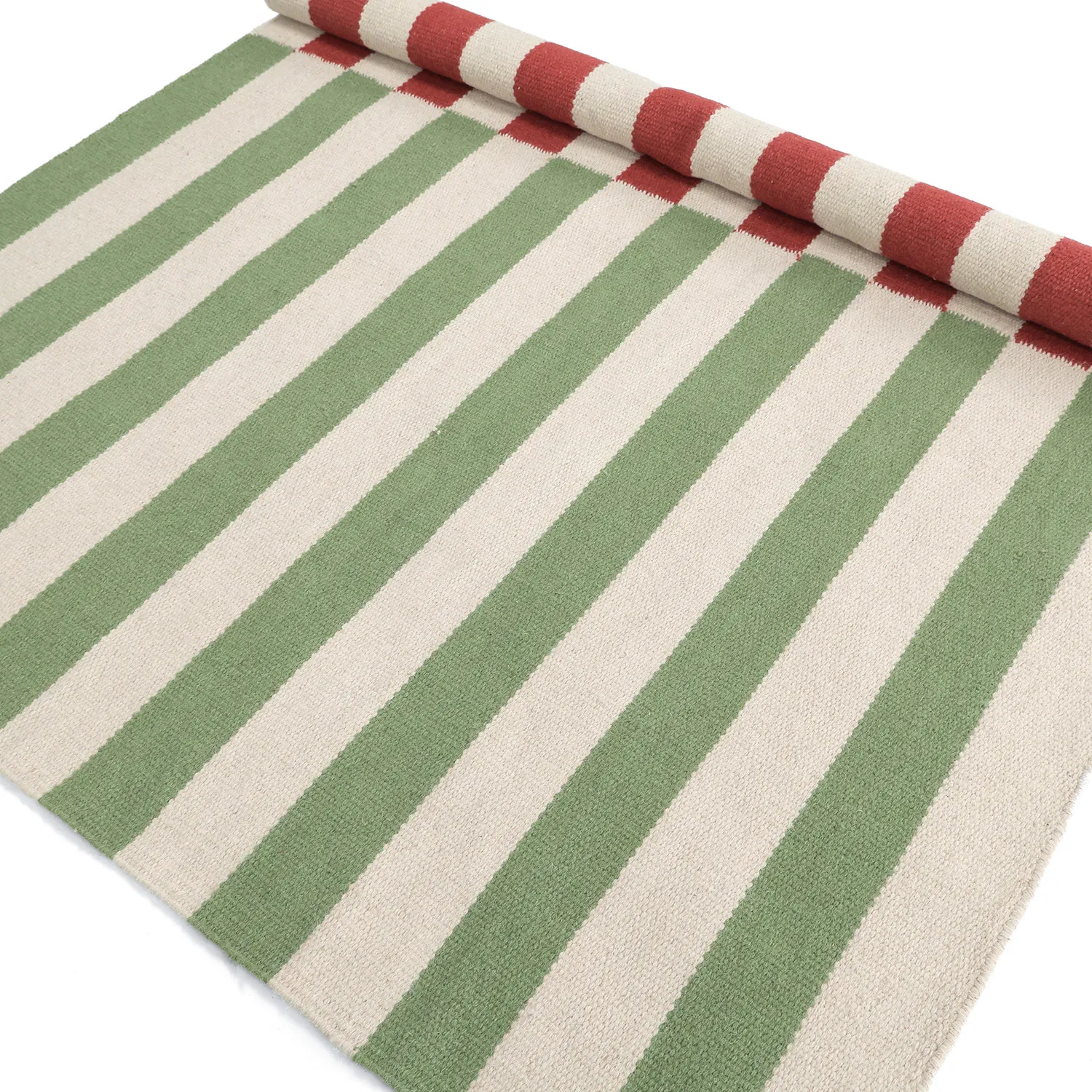 Tapete de lã - Peniche (creme/verde/vermelho)