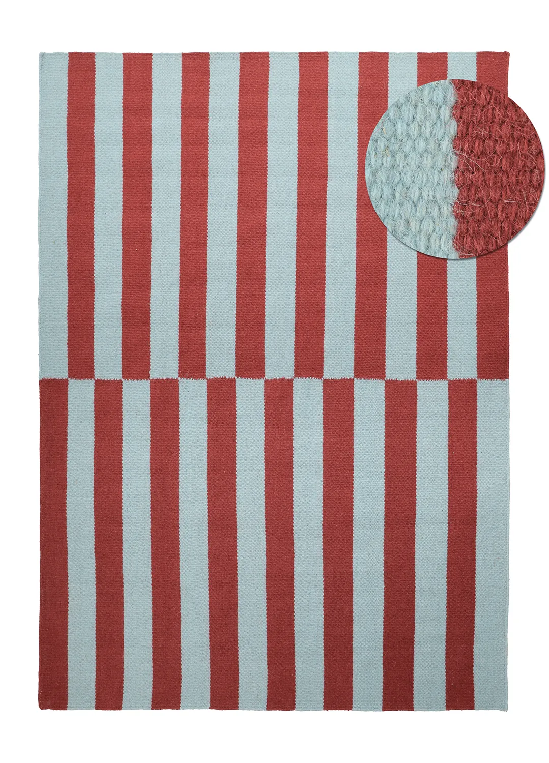 Tapete de lã - Peniche (azul claro/vermelho)