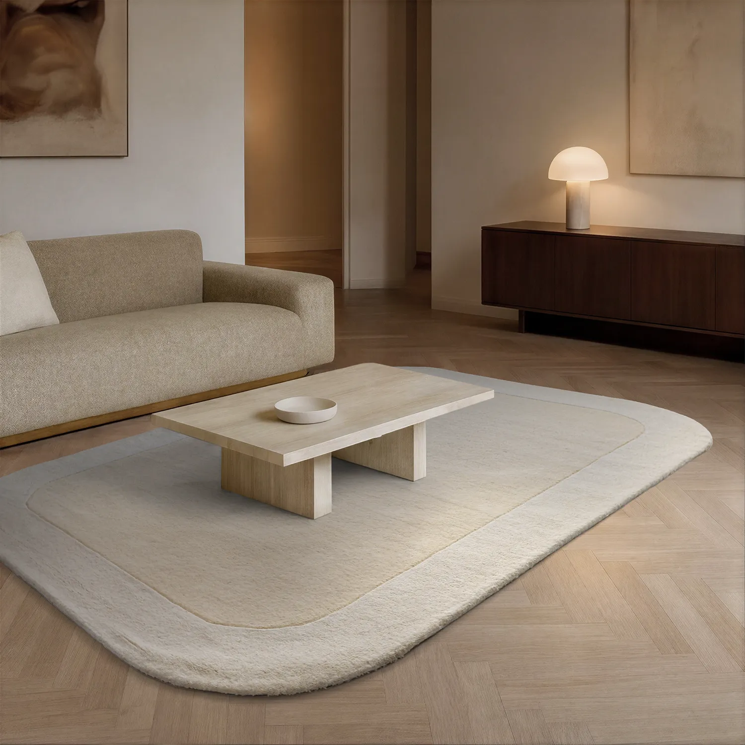 Tapete de lã - Puri Hand Tufted Wool Premium (creme/branco)
