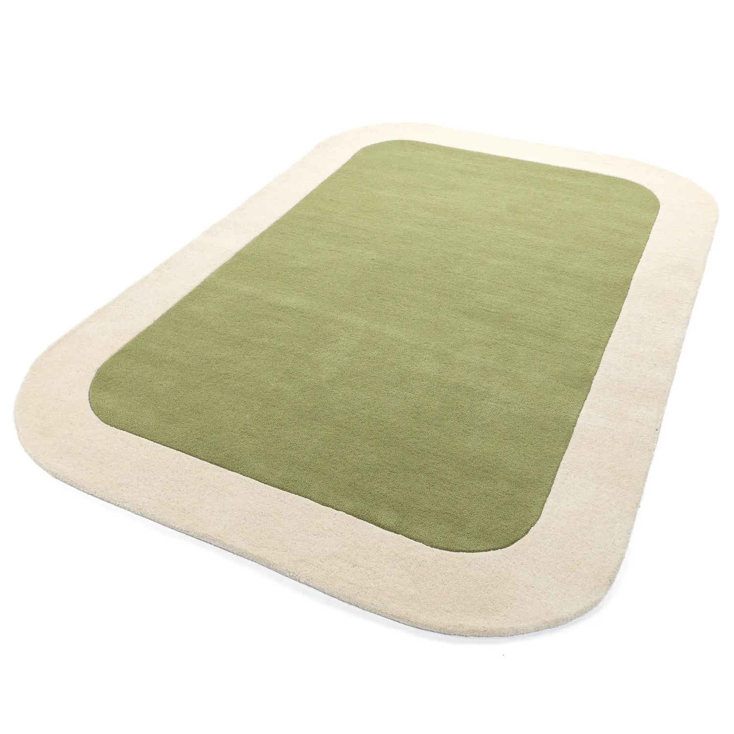 Tapete de lã - Puri Hand Tufted Wool Premium (verde/creme)