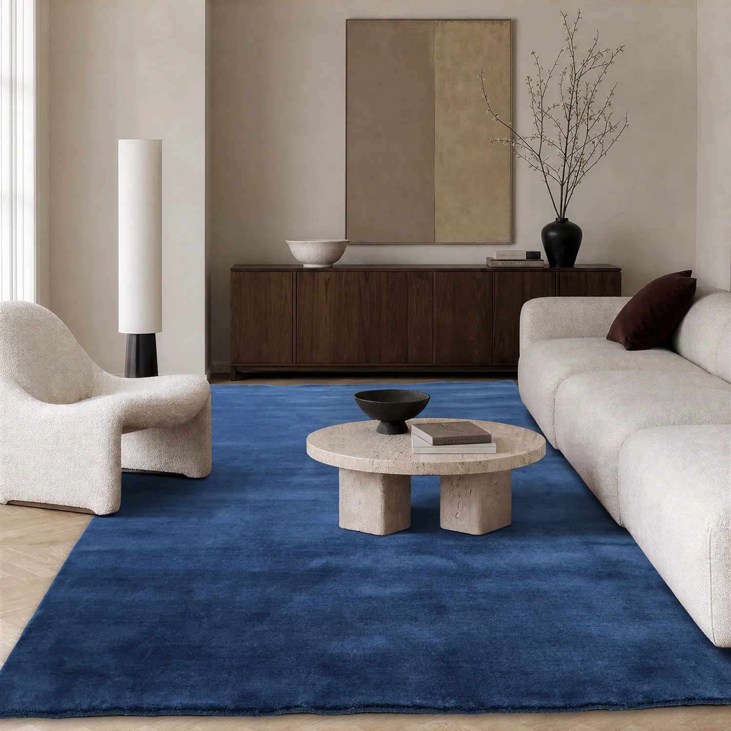 Tapete de lã - Rozel Handloom Wool Premium (azul-marinho)