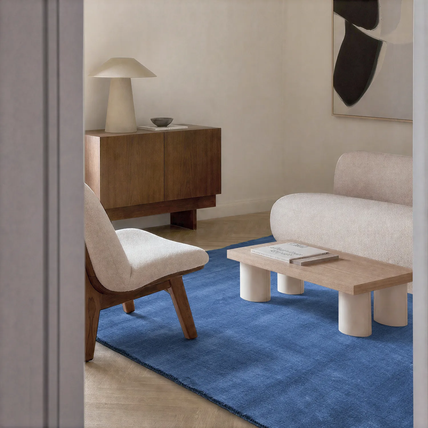 Tapete de lã - Rozel Handloom Wool Premium (azul-marinho)