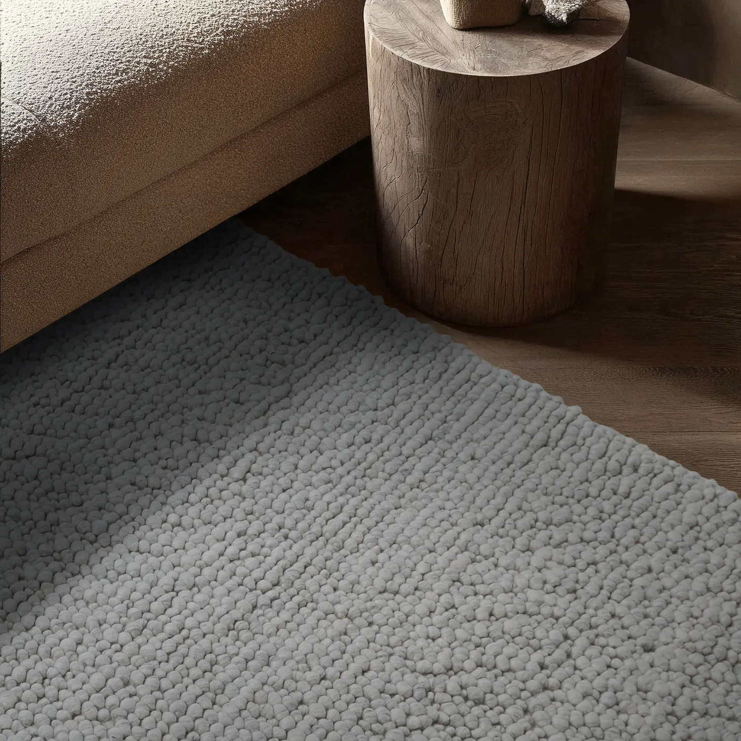 Tapete de lã - Sala Irregular Wool Bubble (mescla cinza claro)