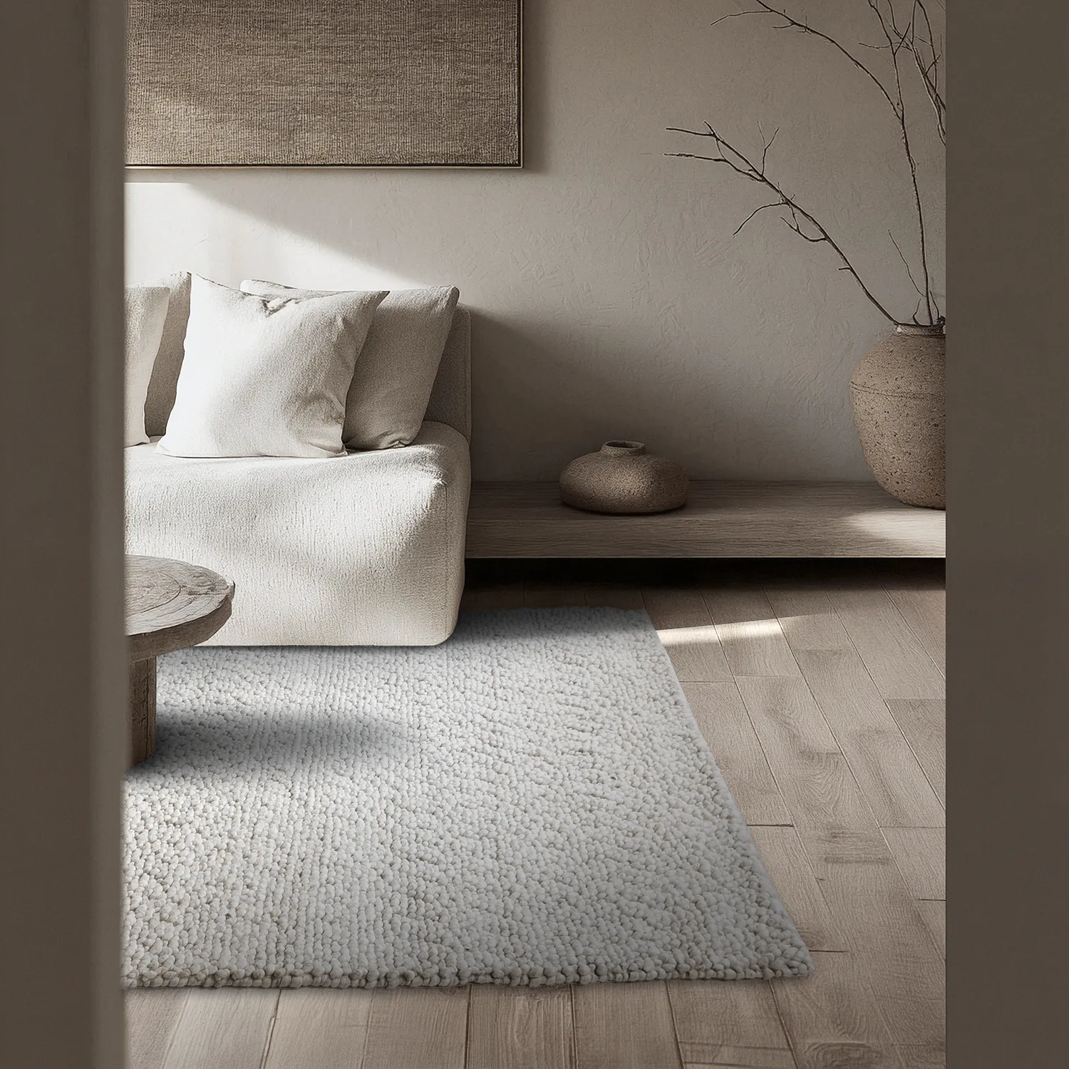 Tapete de lã - Sala Irregular Wool Bubble (mescla cinza claro)